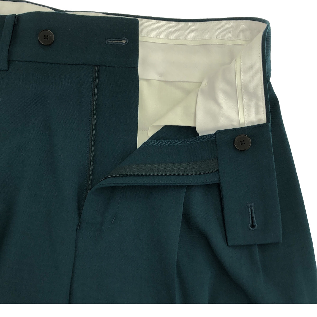 [Good Condition] TOMORROWLAND | 2024SS | Polyester wool twill 2 pleat straight pants | S | Green | Men's