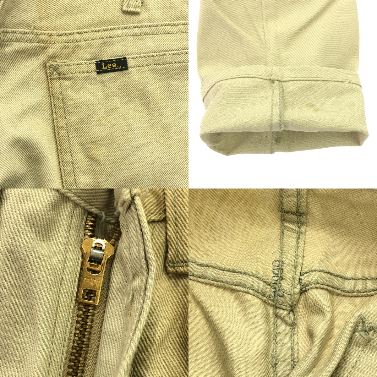 李 |估計是 1960 年代至 1970 年代的復古 / 復古 talon 拉鍊斜紋棉布工作褲 |米色 |男士