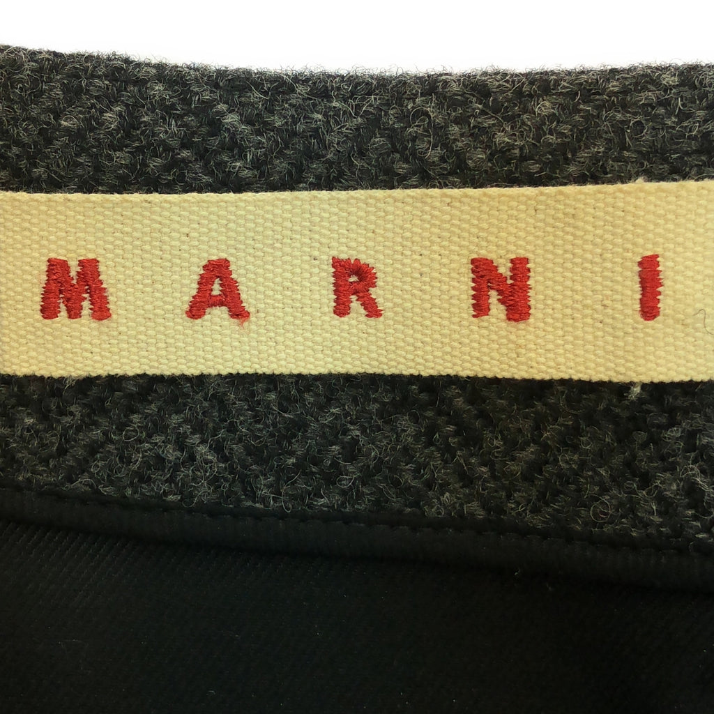 MARNI |羊毛人字紋無領大衣 | 38 |灰色 |女性的