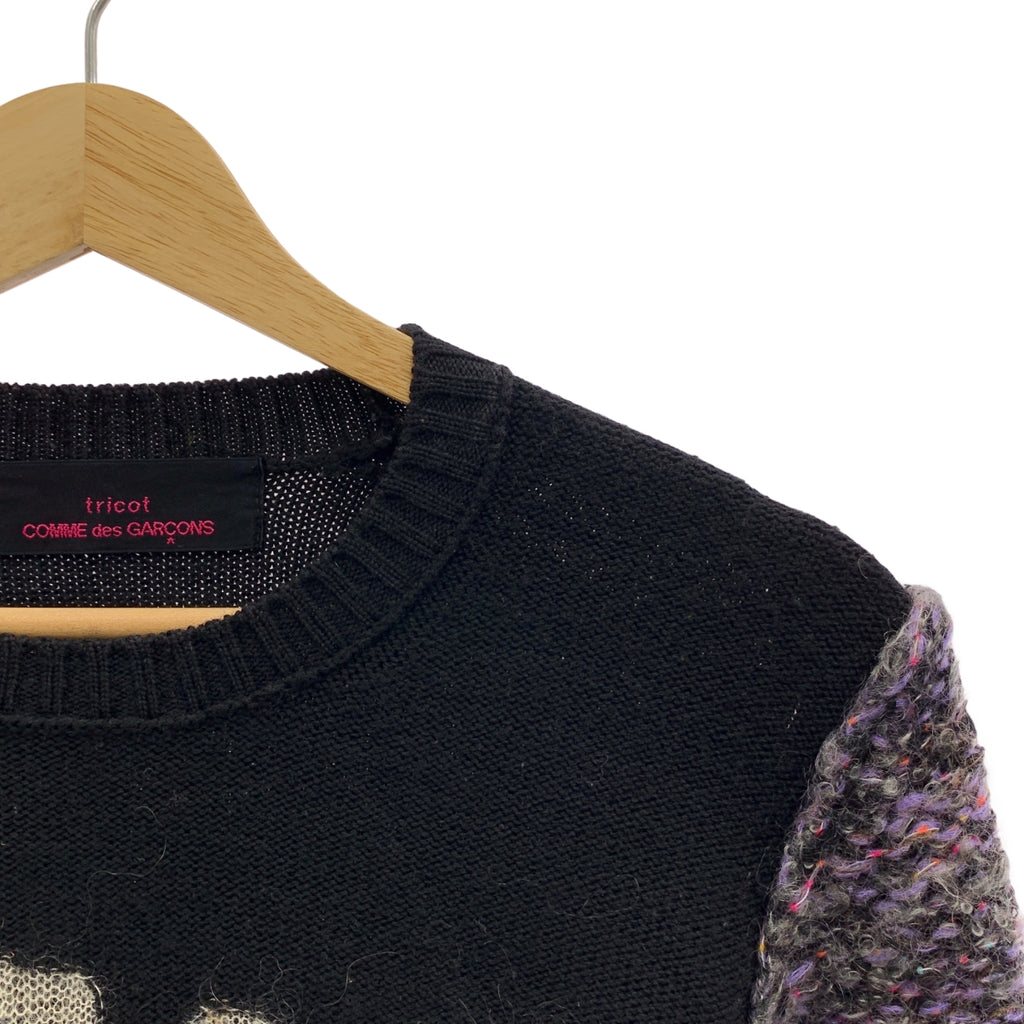 COMME des GARÇONS 針織衫 | 2013 秋冬系列 | 袖口飾有品牌標誌的圓領毛衣 | 黑/白/紫 | 女款