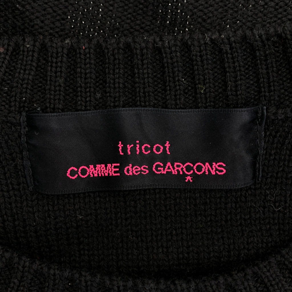 COMME des GARÇONS 針織衫 | 2013 秋冬系列 | 袖口飾有品牌標誌的圓領毛衣 | 黑/白/紫 | 女款