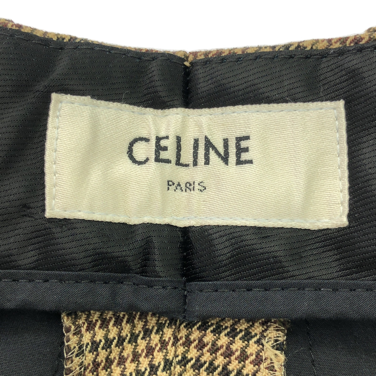 CELINE / 셀린느 | by Hedi Slimane 에디기 울 치조 격자 와이드 팬츠 | 36 | 브라운 | 여성