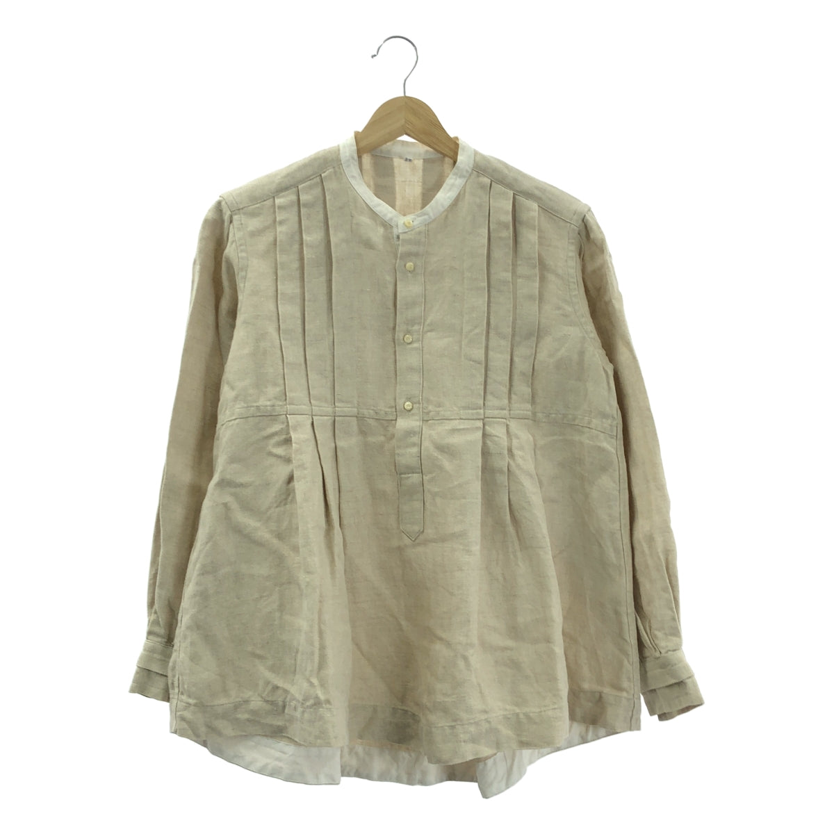 TOKIHO YOSHIDA TOKIHO | 亞麻細褶立領寬鬆襯衫 | 尺寸 1 | 本色 | 女款