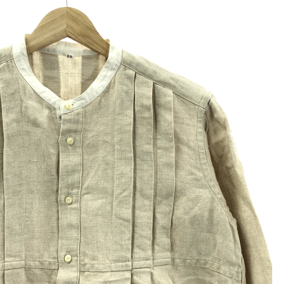 TOKIHO YOSHIDA TOKIHO | 亞麻細褶立領寬鬆襯衫 | 尺寸 1 | 本色 | 女款