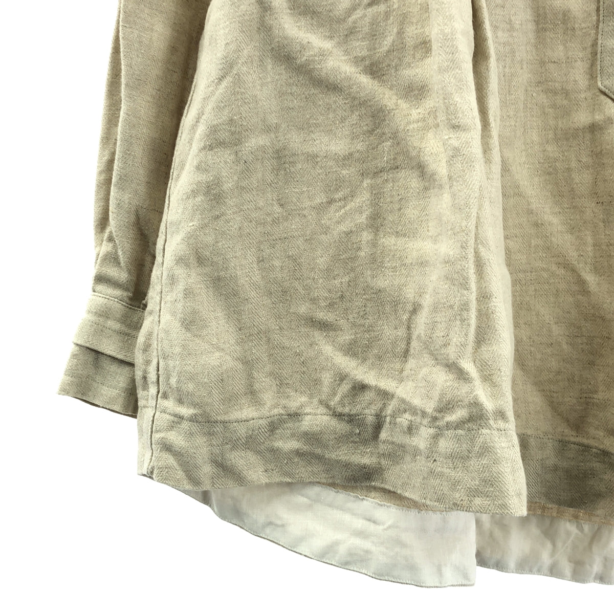 TOKIHO YOSHIDA TOKIHO | 亞麻細褶立領寬鬆襯衫 | 尺寸 1 | 本色 | 女款