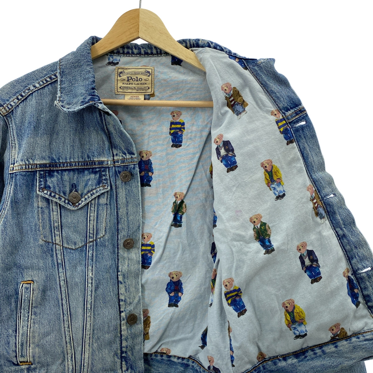 POLO RALPH LAUREN / ポロラルフローレン | ポロベア プリント デニムジャケット | XS | レディース