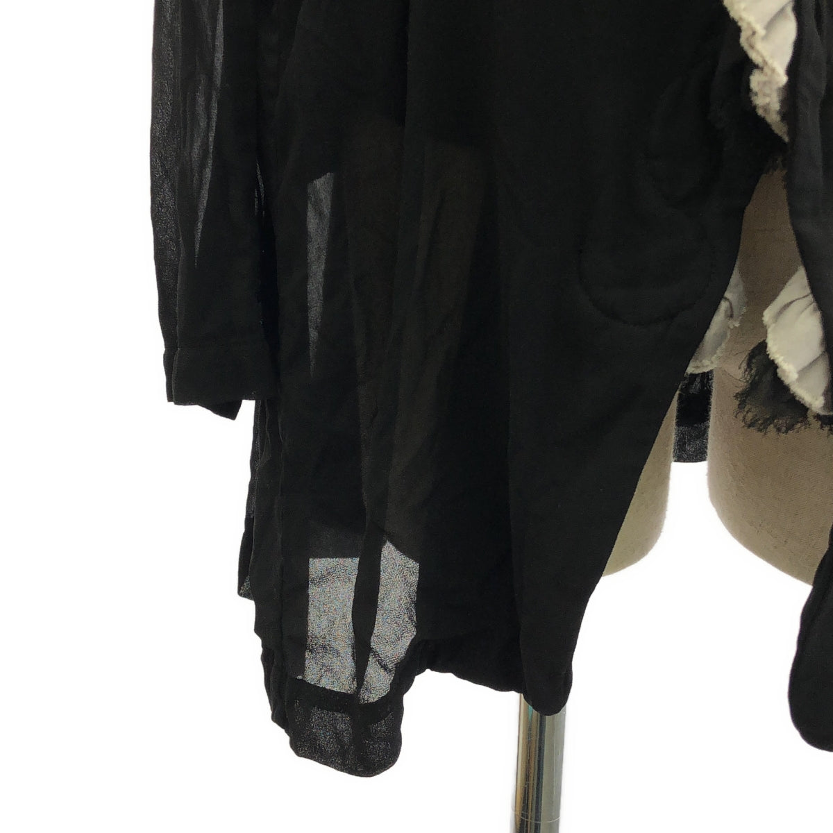 【미품】 COMME des GARCONS COMME des GARCONS / 콤콤 | 2014SS | 폴리 에스테르 제품 염색 변형 프릴 장식 싱글 오버 재킷 | M | 블랙 | 여성
