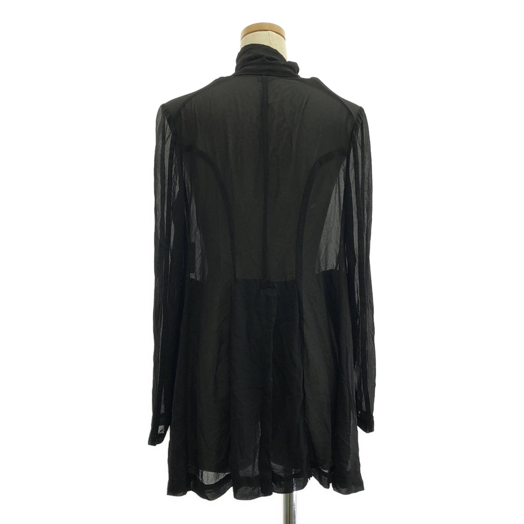 【미품】 COMME des GARCONS COMME des GARCONS / 콤콤 | 2014SS | 폴리 에스테르 제품 염색 변형 프릴 장식 싱글 오버 재킷 | M | 블랙 | 여성
