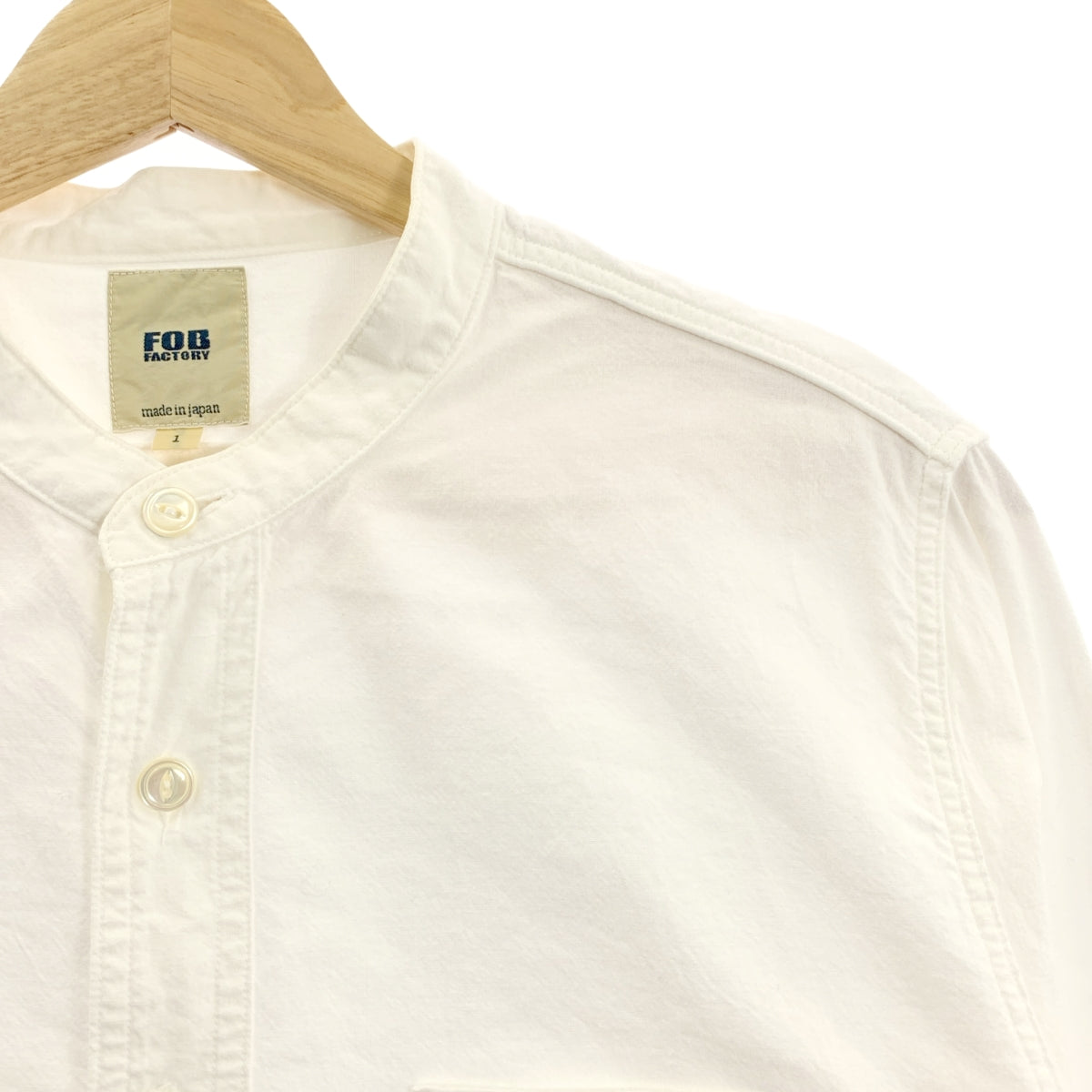 FOB FACTORY / エフオービーファクトリー | コットン バンドカラー シャツ | S | メンズ