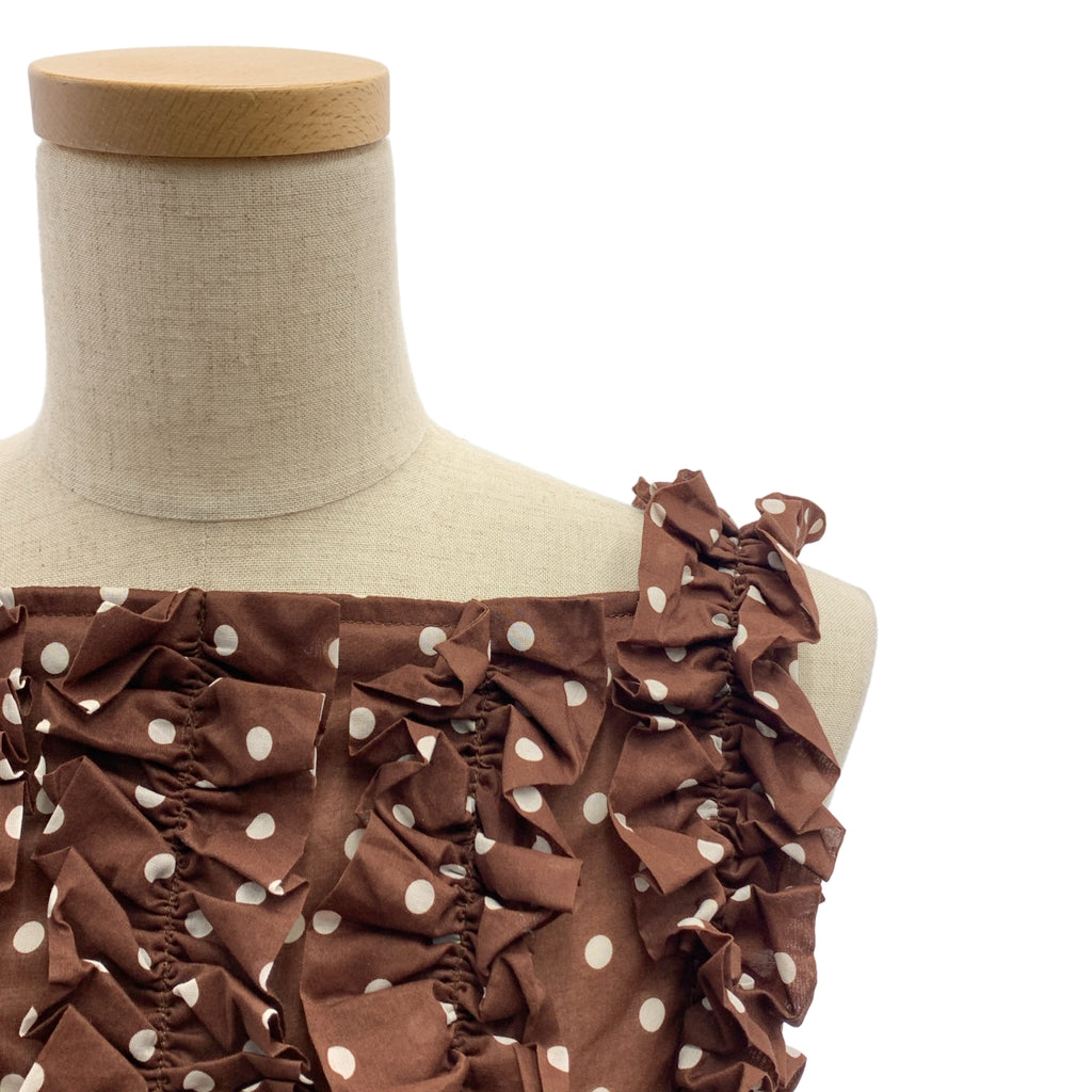 【美品】  SEVEN TEN by MIHO KAWAHITO / セブンテンバイミホカワヒト | コットン フリル ドット 2WAY ワンピース | S | ブラウン | レディース