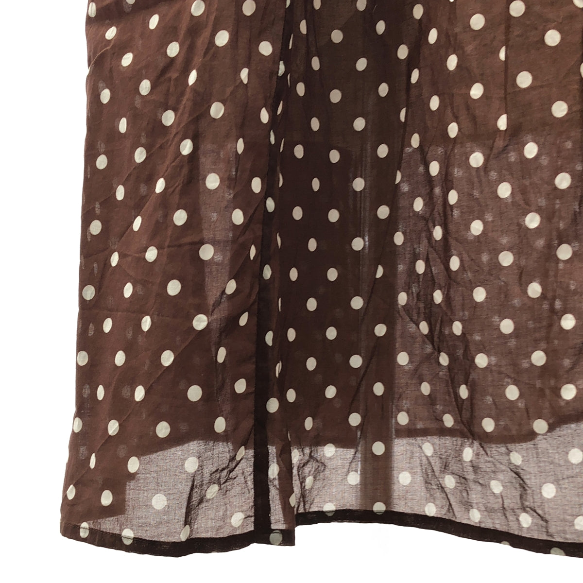 [近全新] SEVEN TEN by MIHO KAWAHITO | 棉質荷葉邊波點兩穿洋裝 | S碼 | 棕色 | 女款