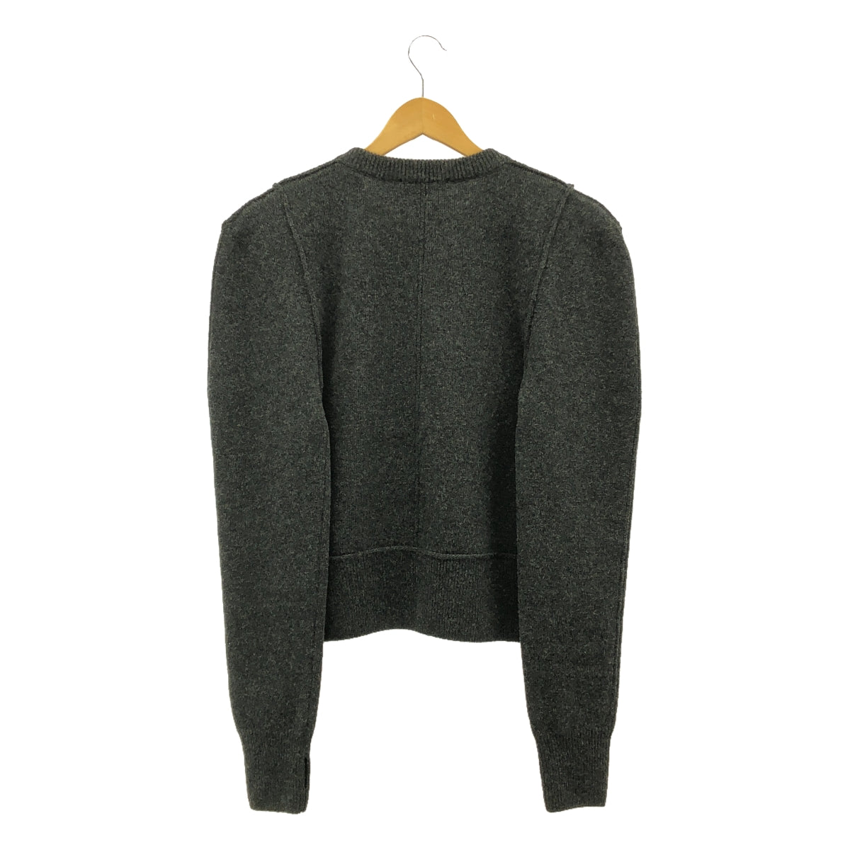 [品相良好] LEMAIRE | 2024秋冬 |無菸煤混色修身開襟衫羊毛圓領開襟衫 | M |灰色 |女性的