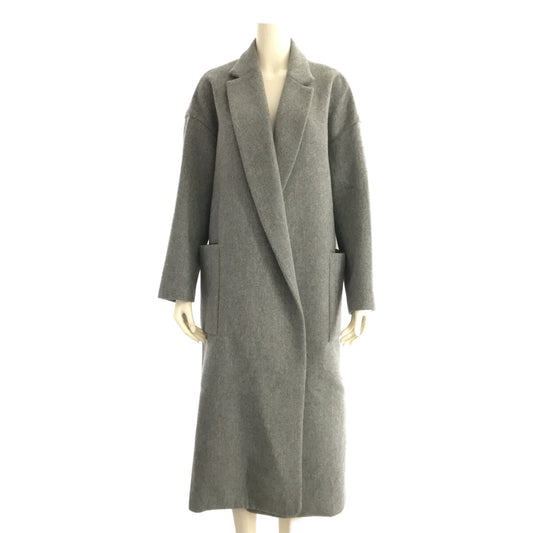 [Beautiful Condition] ebure | Wool Melton Bonded Buttonless Long Chester Coat | Size 36 | Grey | Women's