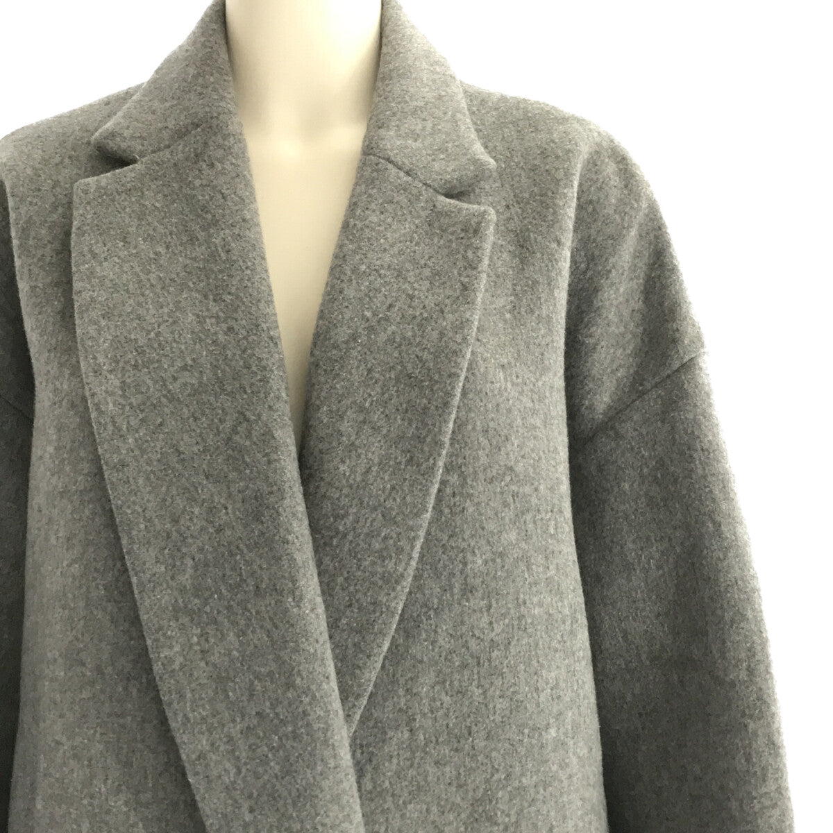 [Beautiful Condition] ebure | Wool Melton Bonded Buttonless Long Chester Coat | Size 36 | Grey | Women's