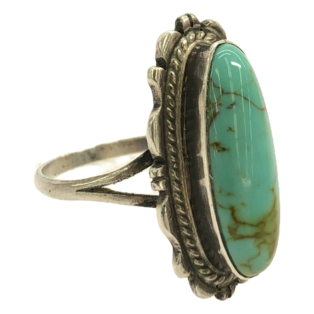 Indian Jewelry / Indian Jewelry | Sterling / Sterling Turquoise Navajo Stampwork Ring |