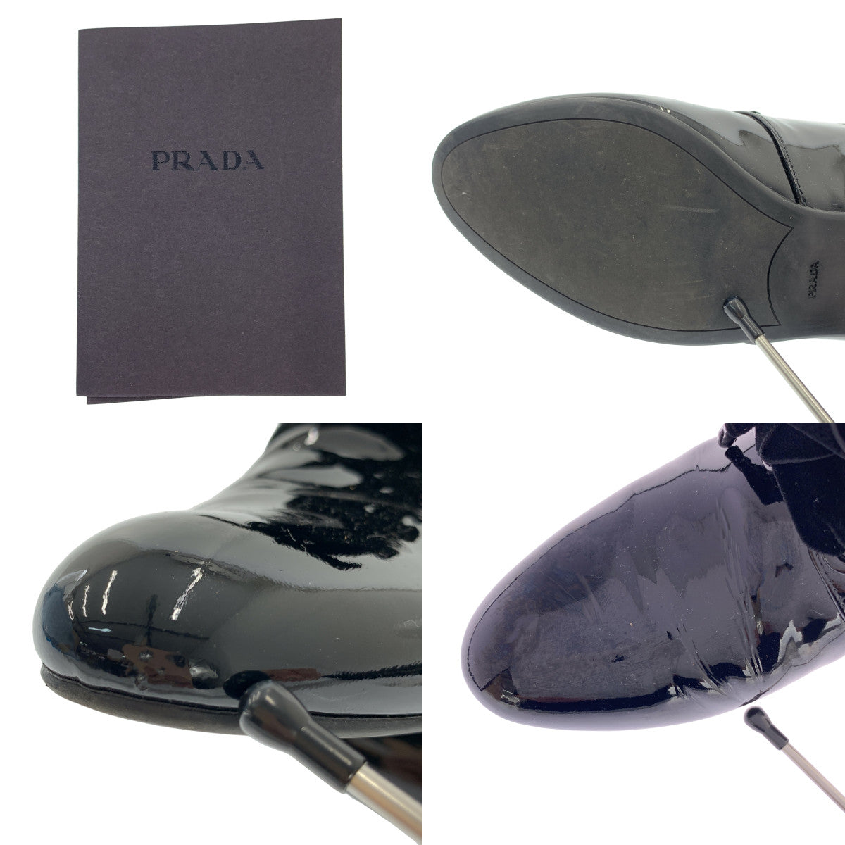 【良品】PRADA パテントレザー リボン バレエシューズ ブラック PRADA - PRADA / プラダ | プレートロゴ リボン パテントレザー