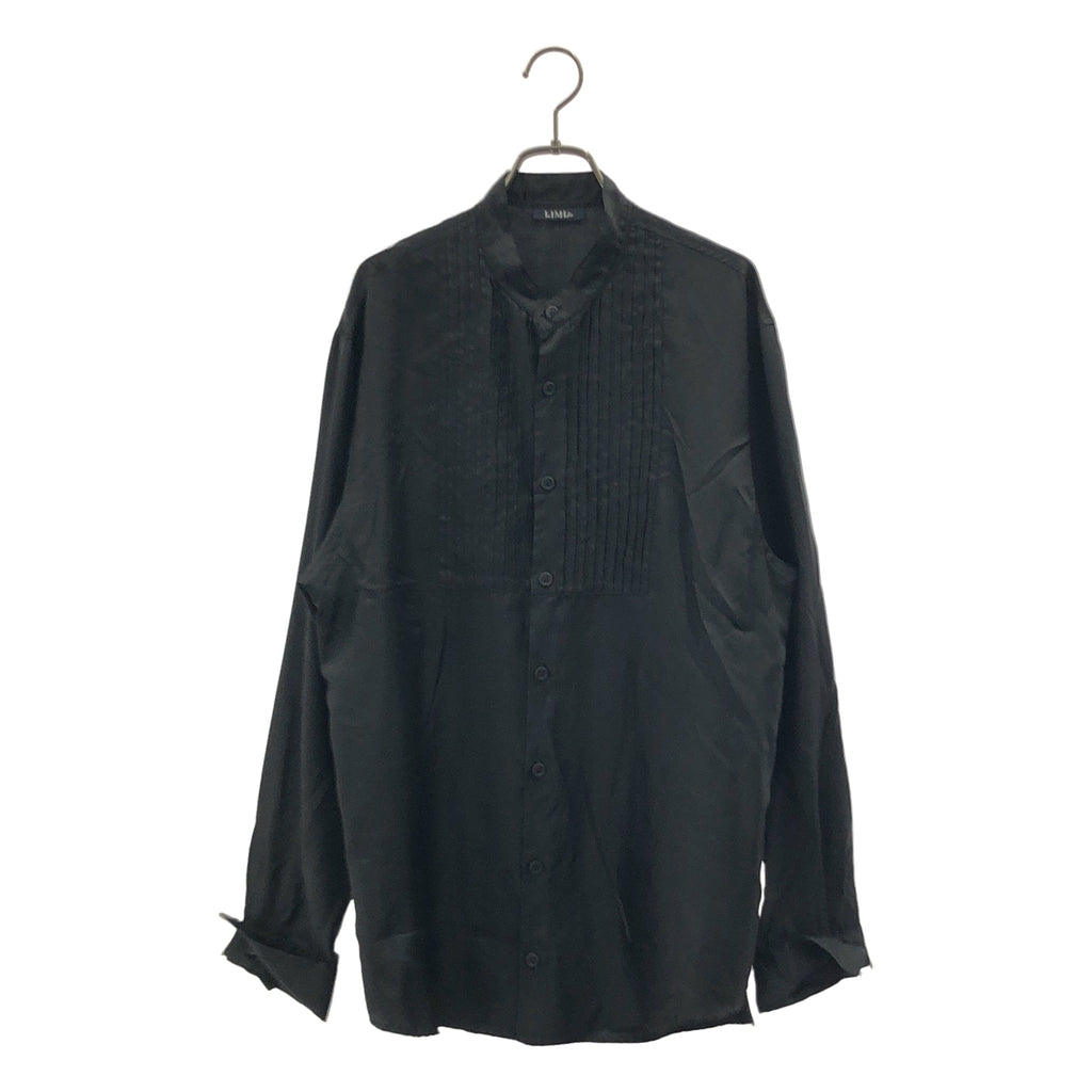 LIMI feu / リミフゥ | 2009SS | ポリエステル ピンタック バンドカラーシャツ | S | ブラック | レディース