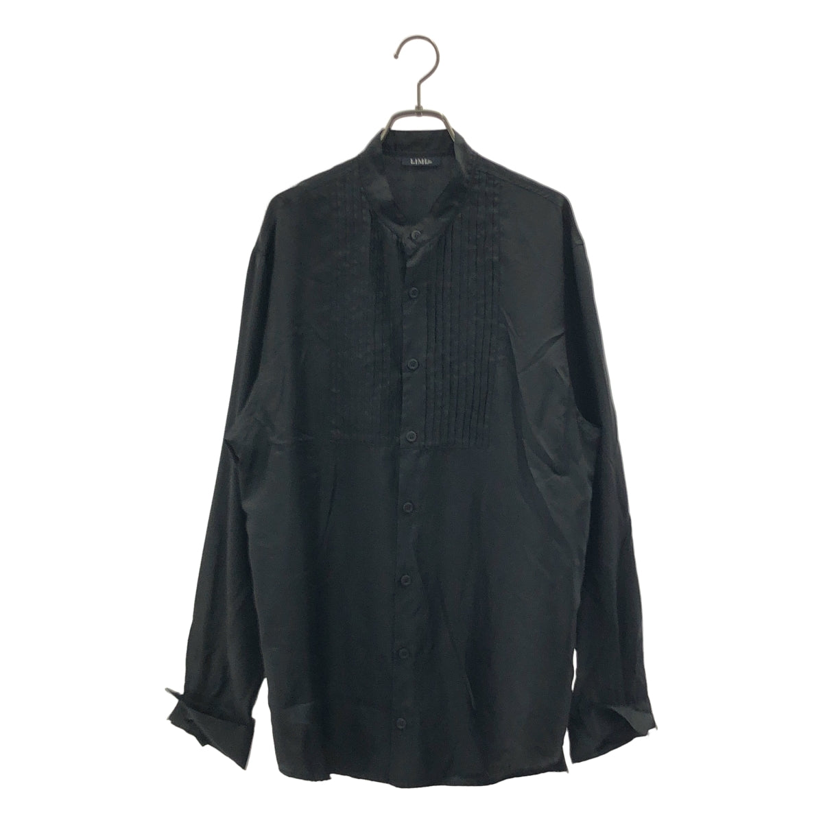 LIMI feu / リミフゥ | 2009SS | ポリエステル ピンタック バンドカラーシャツ | S | ブラック | レディース