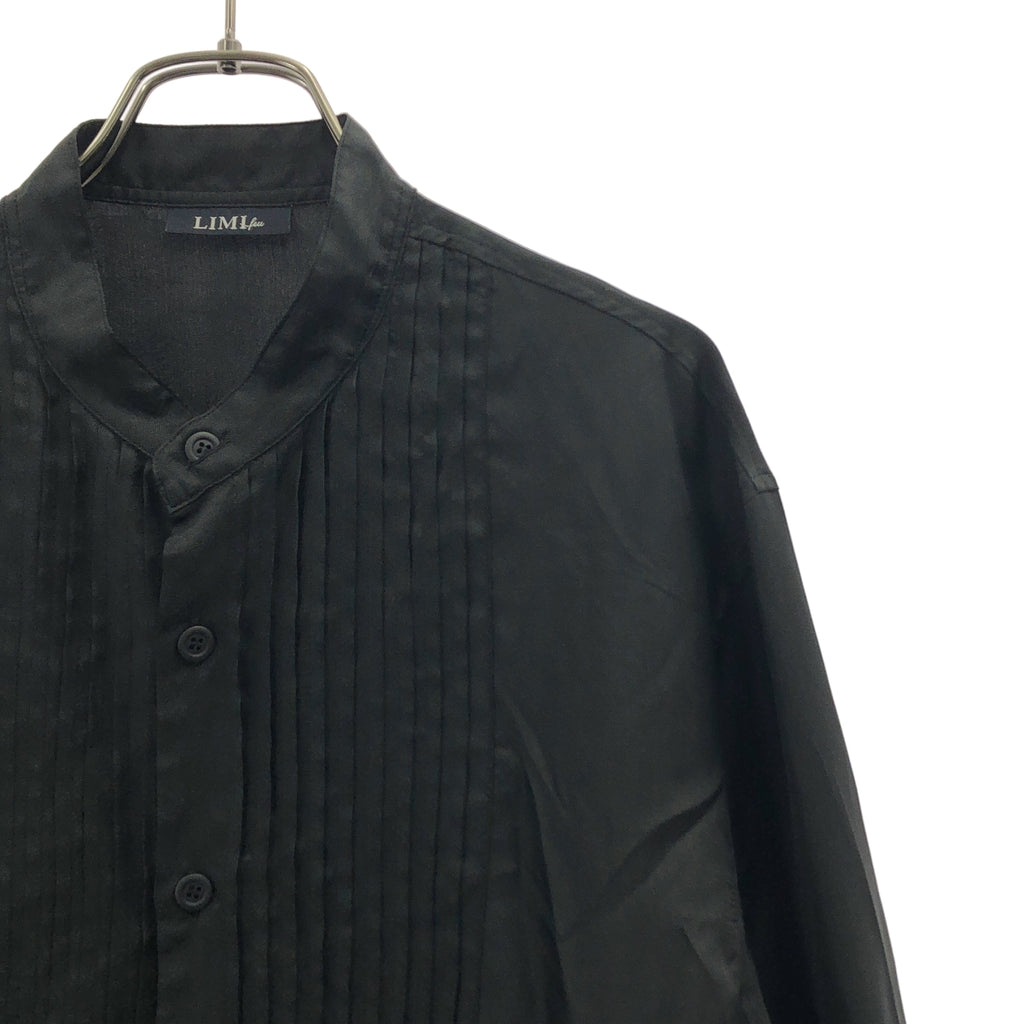 LIMI feu / リミフゥ | 2009SS | ポリエステル ピンタック バンドカラーシャツ | S | ブラック | レディース