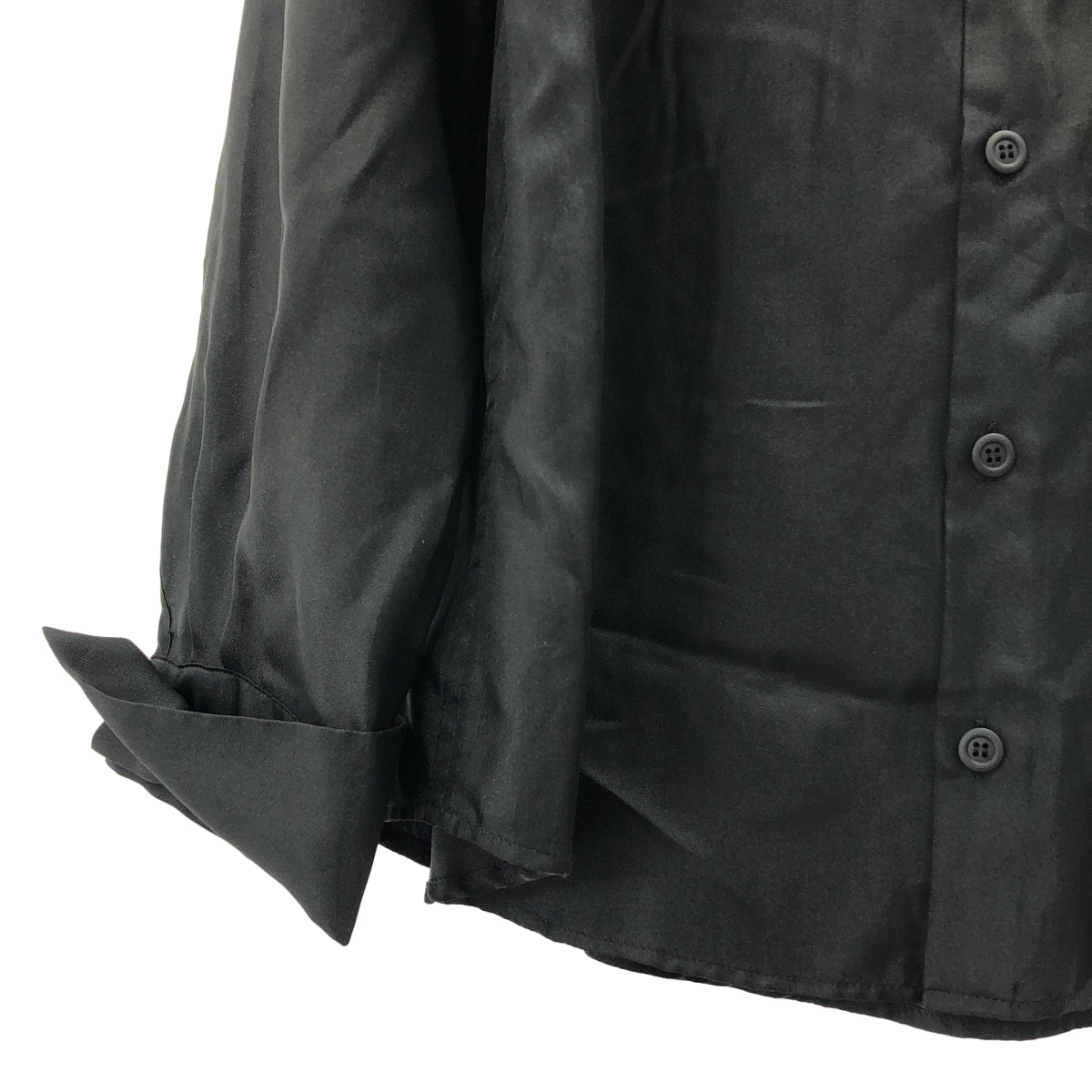 LIMI feu / リミフゥ | 2009SS | ポリエステル ピンタック バンドカラーシャツ | S | ブラック | レディース