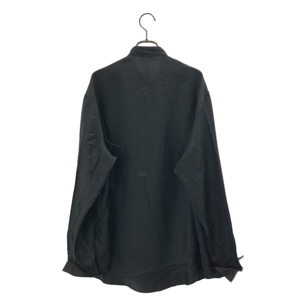 LIMI feu / リミフゥ | 2009SS | ポリエステル ピンタック バンドカラーシャツ | S | ブラック | レディース