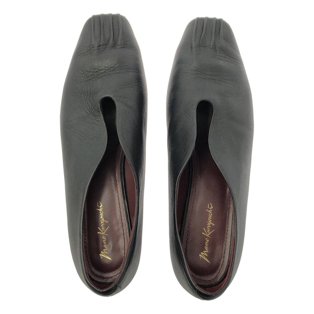 Mame Kurogouchi / マメクロゴウチ | Curved Line Low Heel Slipon / レザー ヒール スリッポン シューズ | 23 1/2 | レディース