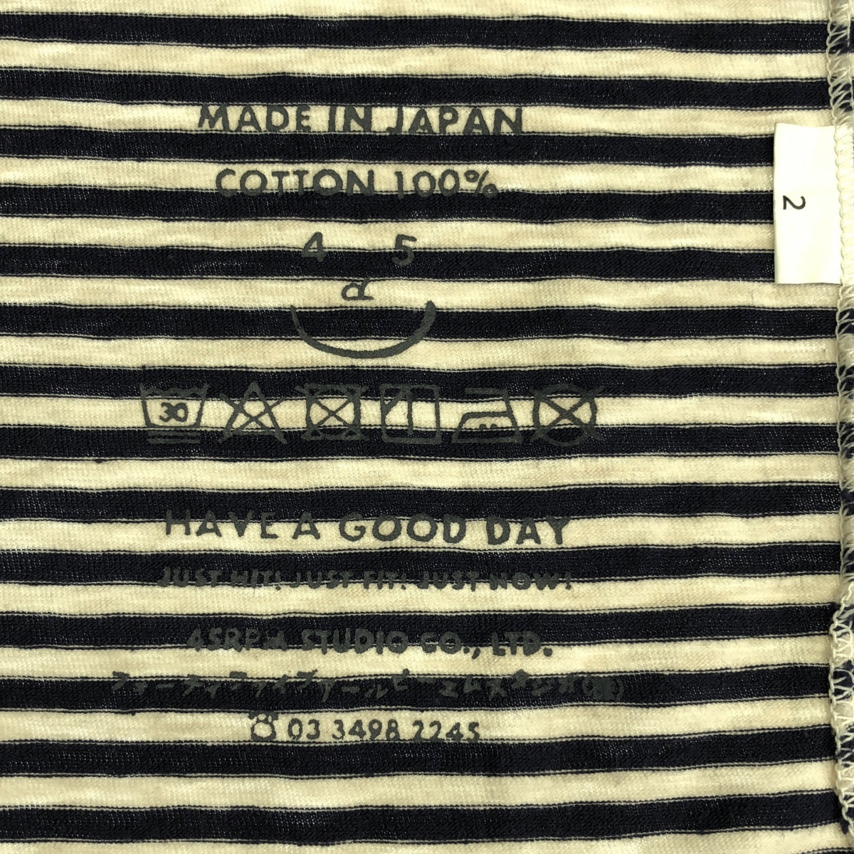 45r / Forty-Five R | 棉質條紋後袋T卹 | 2碼 | 女款