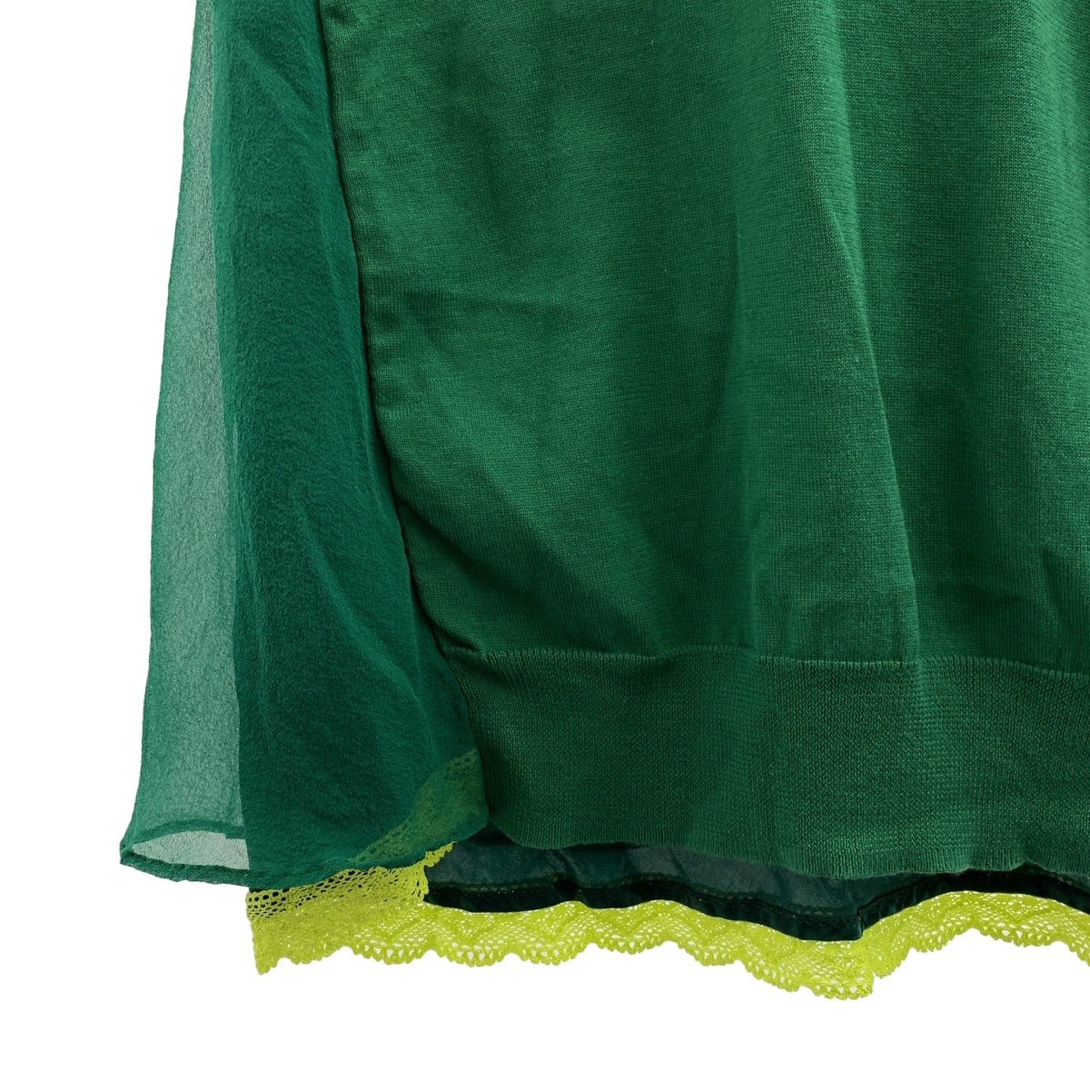 sacai luck / サカイラック | バックシフォン切替 レース レイヤード 半袖ニット | 3 | レディース
