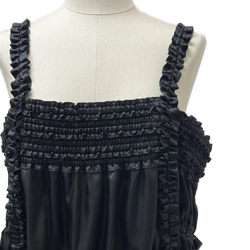 noir kei ninomiya / ノワールケイニノミヤ | 2024AW | ポリエステル フリル装飾 ギャザー ボリューム ドレス ワンピース ジャンバースカート | M | レディース