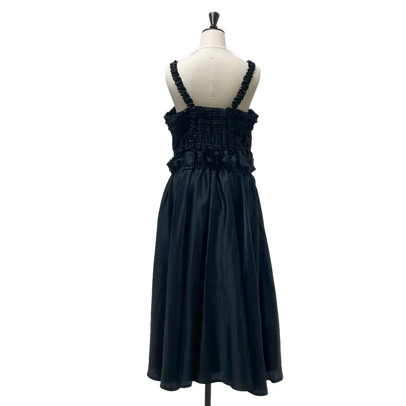 noir kei ninomiya / ノワールケイニノミヤ | 2024AW | ポリエステル フリル装飾 ギャザー ボリューム ドレス ワンピース ジャンバースカート | M | レディース