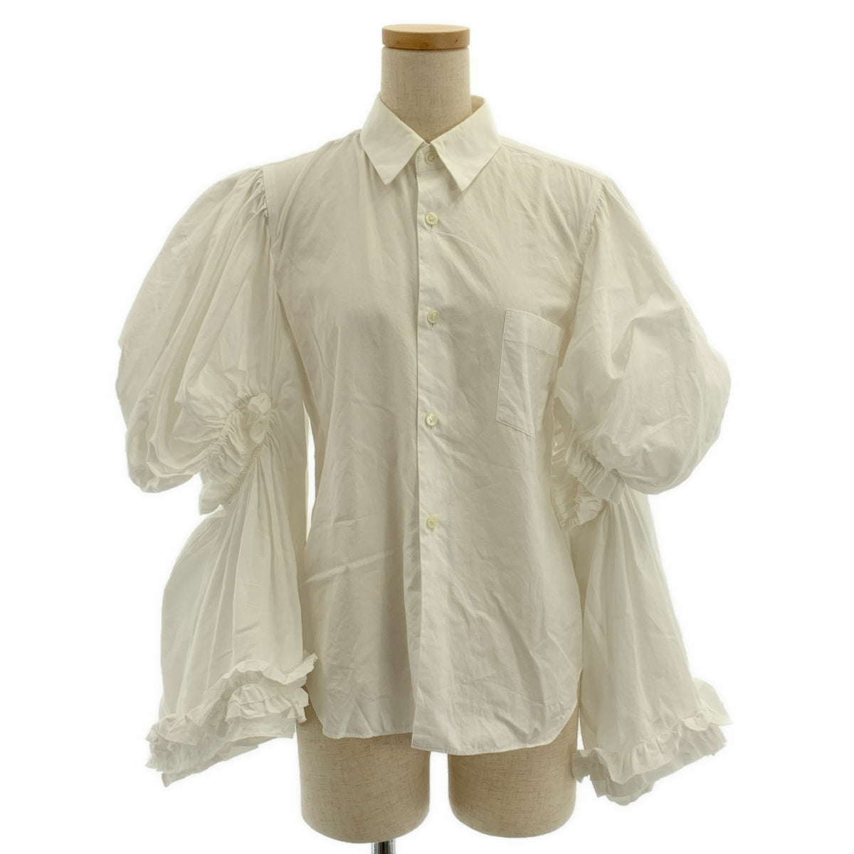 COMME des GARÇONS | 2019 秋冬 | 不對稱荷葉邊裝飾鏤空寬袖襯衫/女式襯衫 | XS | 女款