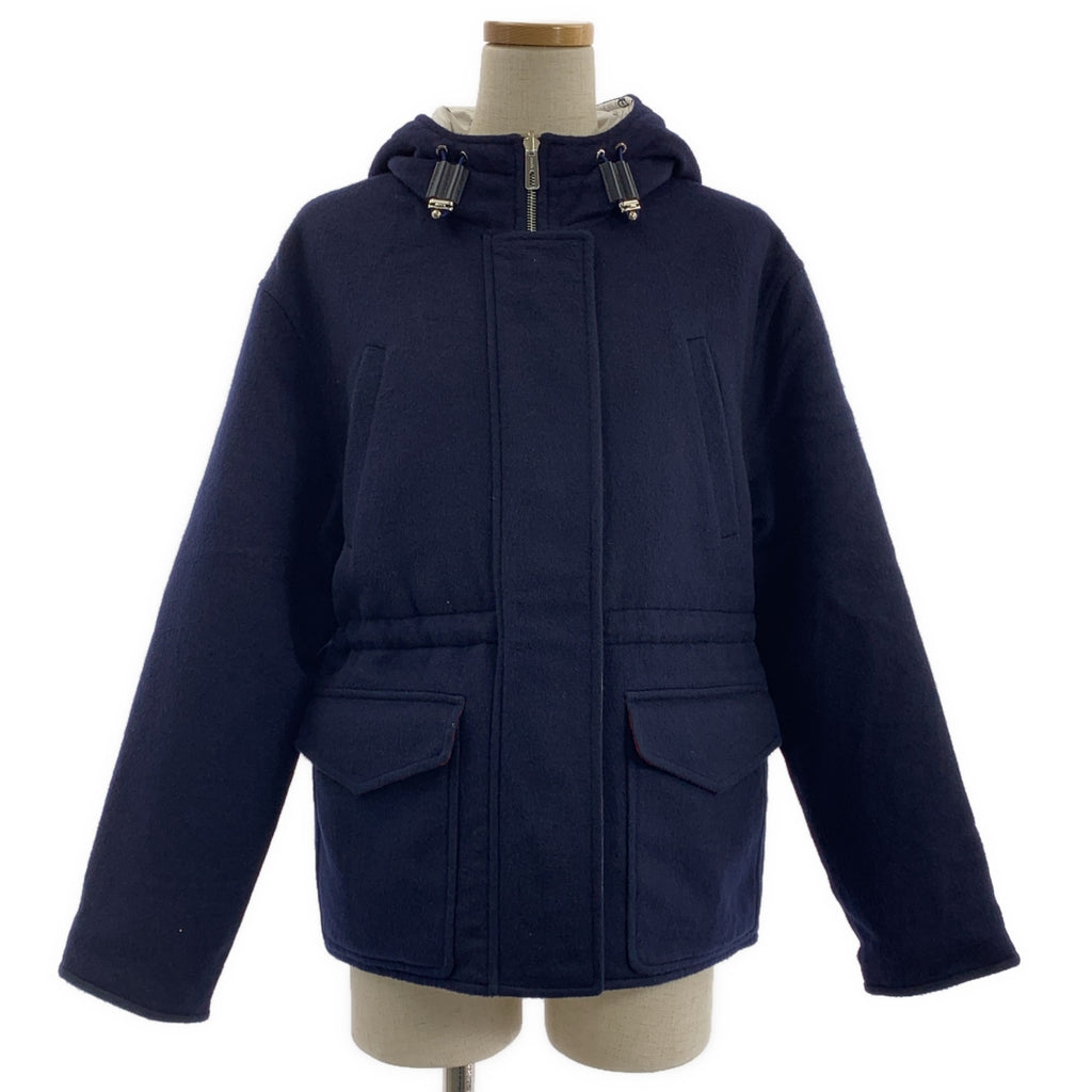 HERMES / 헤르메스 | cashmere 100% / 캐시미어 뒤집을 수 있는 × 총무늬 셰인 던클 퀼팅 지퍼 업 재킷 후디 | 36 |