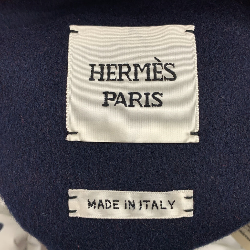 HERMES / 헤르메스 | cashmere 100% / 캐시미어 뒤집을 수 있는 × 총무늬 셰인 던클 퀼팅 지퍼 업 재킷 후디 | 36 |