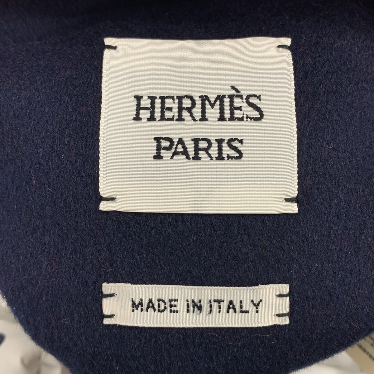 【美品】  HERMES / エルメス | cashmere 100％ / カシミヤ リバーシブル × 総柄 シェーヌダンクル キルティング ジップアップ ジャケット フーディ | 36 | ネイビー/ホワイト | レディース