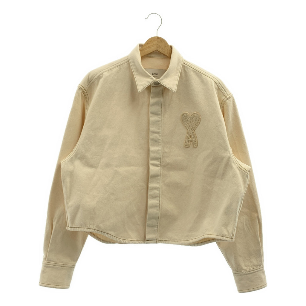 AMI Alexandre Mattiussi / 아미 알렉산드르 마튜시 | 로고 자수 크롭 데님 재킷 | XS |
