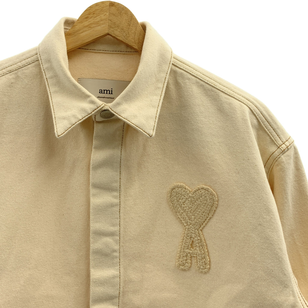 AMI Alexandre Mattiussi / 아미 알렉산드르 마튜시 | 로고 자수 크롭 데님 재킷 | XS |