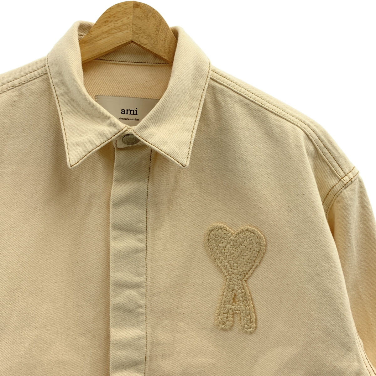 AMI Alexandre Mattiussi / 아미 알렉산드르 마튜시 | 로고 자수 크롭 데님 재킷 | XS |