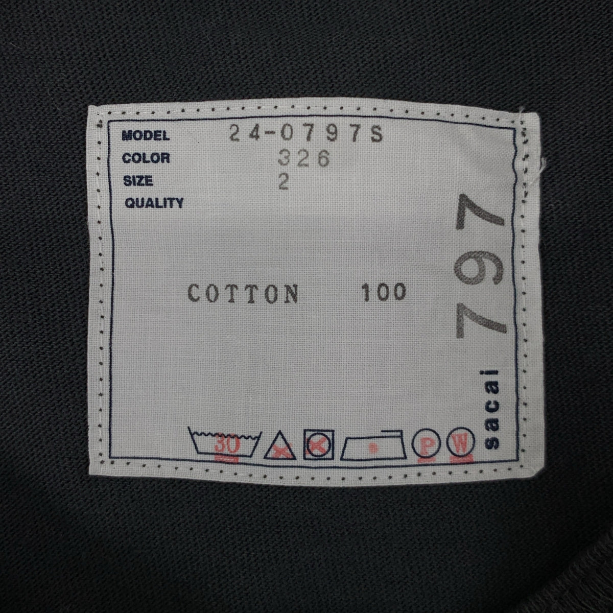 sacai / Sacai | 2024SS | 印花長袖 T 卹背面印花長袖 T 卹 | 2 | 炭灰色 | 男款