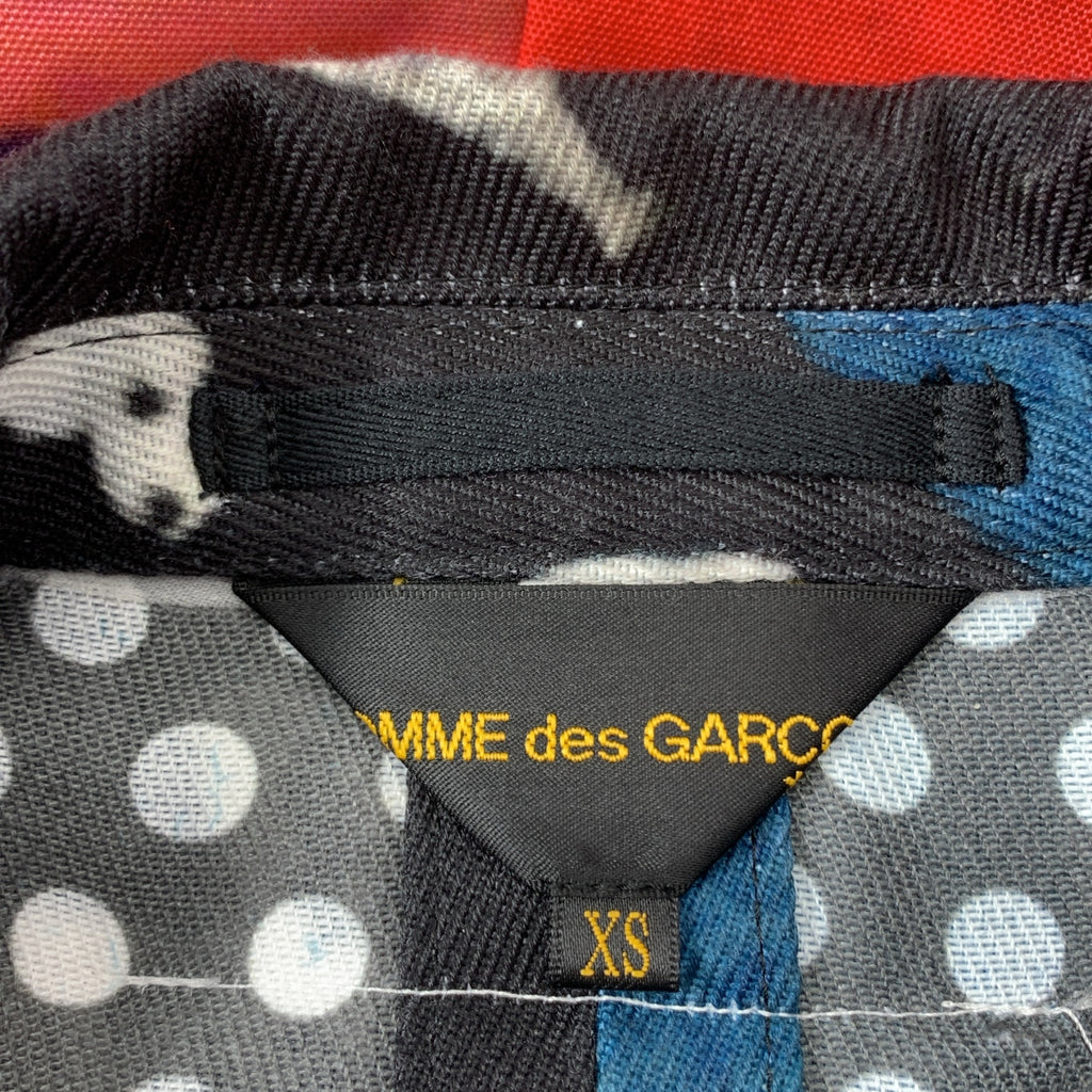 COMME des GARCONS / 컴데 갤슨 | 2018SS | 폴리에스테르 무늬 아트 도킹 레이어드 백컷아웃 오버코트 | XS |