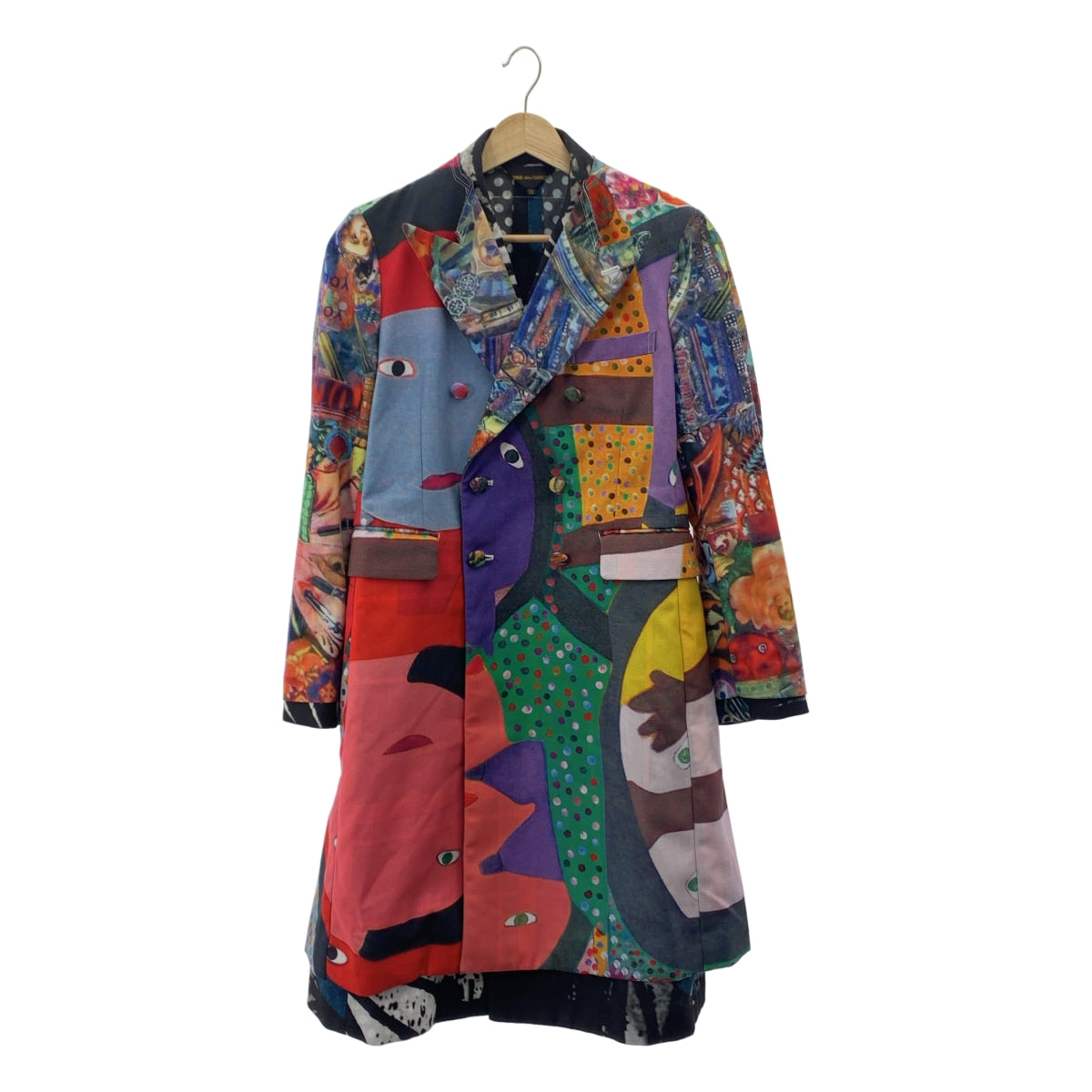【美品】  COMME des GARCONS / コムデギャルソン | 2018SS | ポリエステル 総柄 アート ドッキング レイヤード バックカットアウト オーバーコート | XS | マルチカラー | レディース