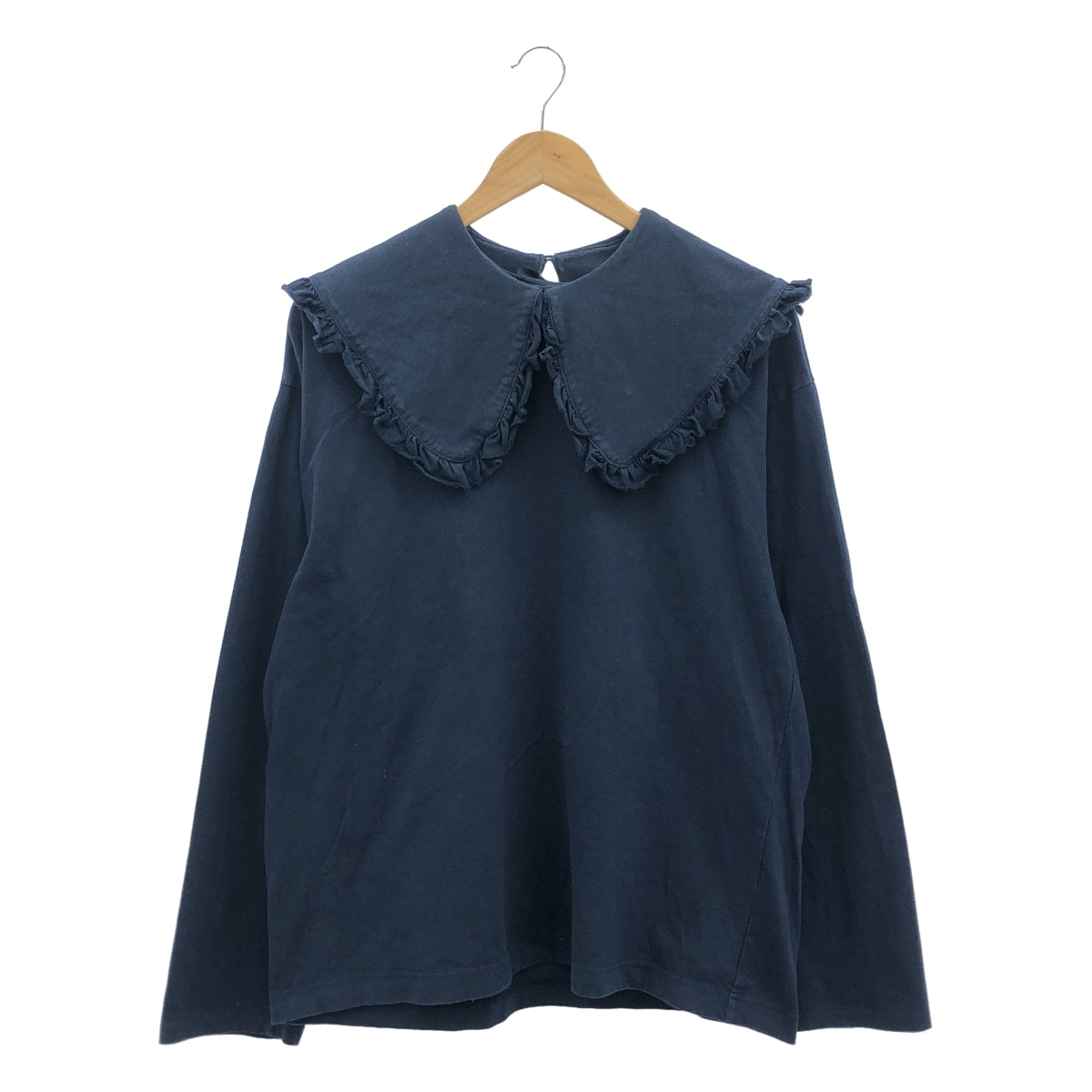 HOLIDAY / ホリデイ | SUPER FINE DRY PURITAN ピューリタンカラー コットン カットソー | XL | ネイビー | レディース