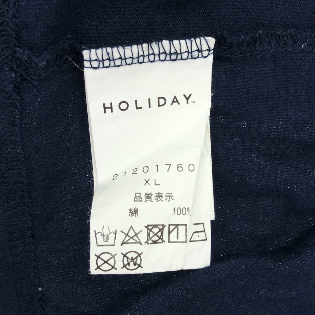 HOLIDAY / ホリデイ | SUPER FINE DRY PURITAN ピューリタンカラー コットン カットソー | XL | ネイビー | レディース