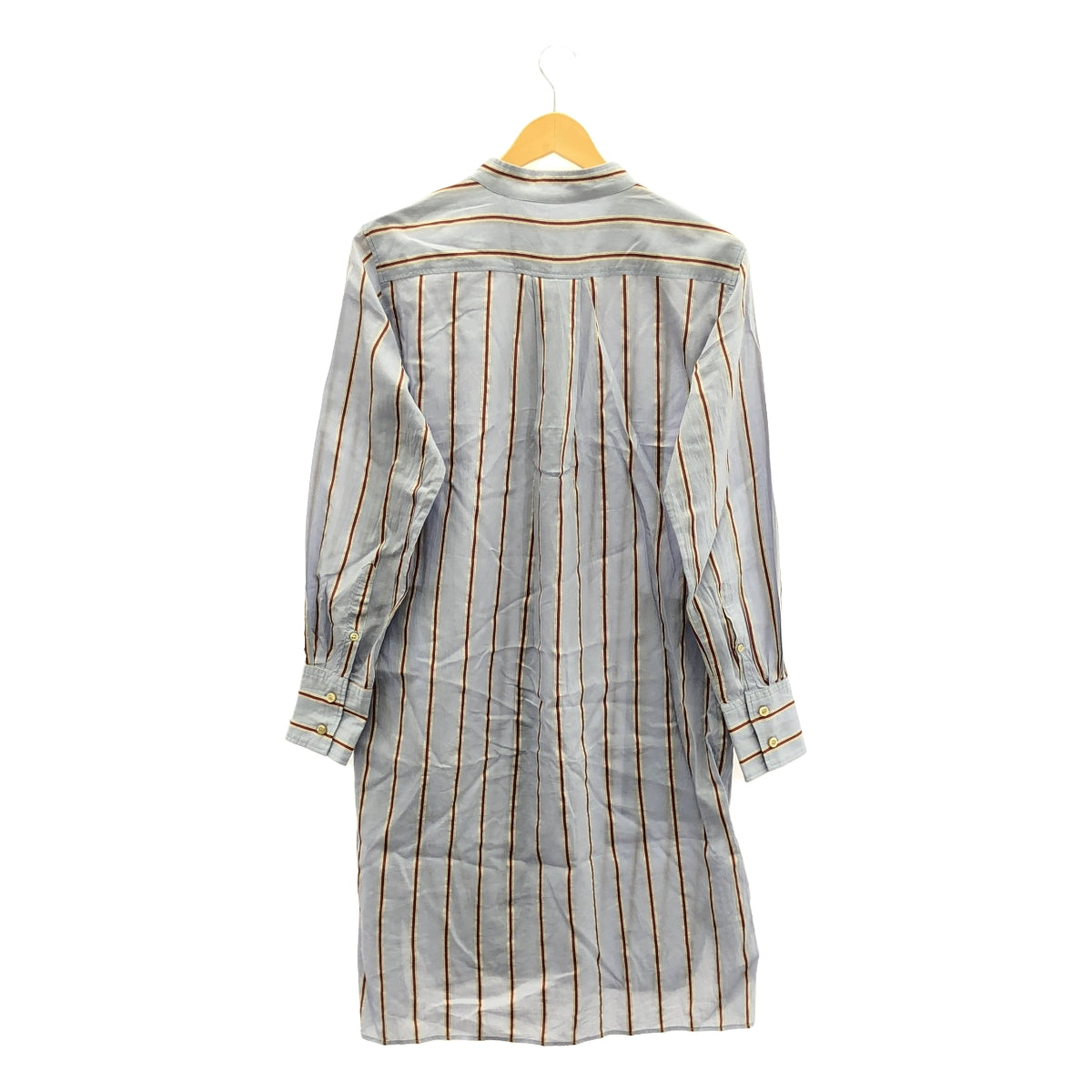 ISABEL MARANT ETOILE | Silk linen blend striped band collar shirt dress | 36 | Blue | Women's