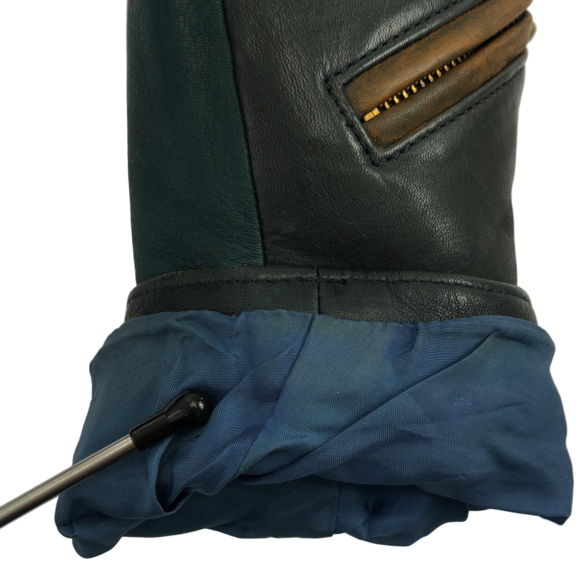 blackmeans | 牛皮鉚釘騎士夾克 / 全襯裡 | S 碼 | 黑/綠/棕色 | 男士