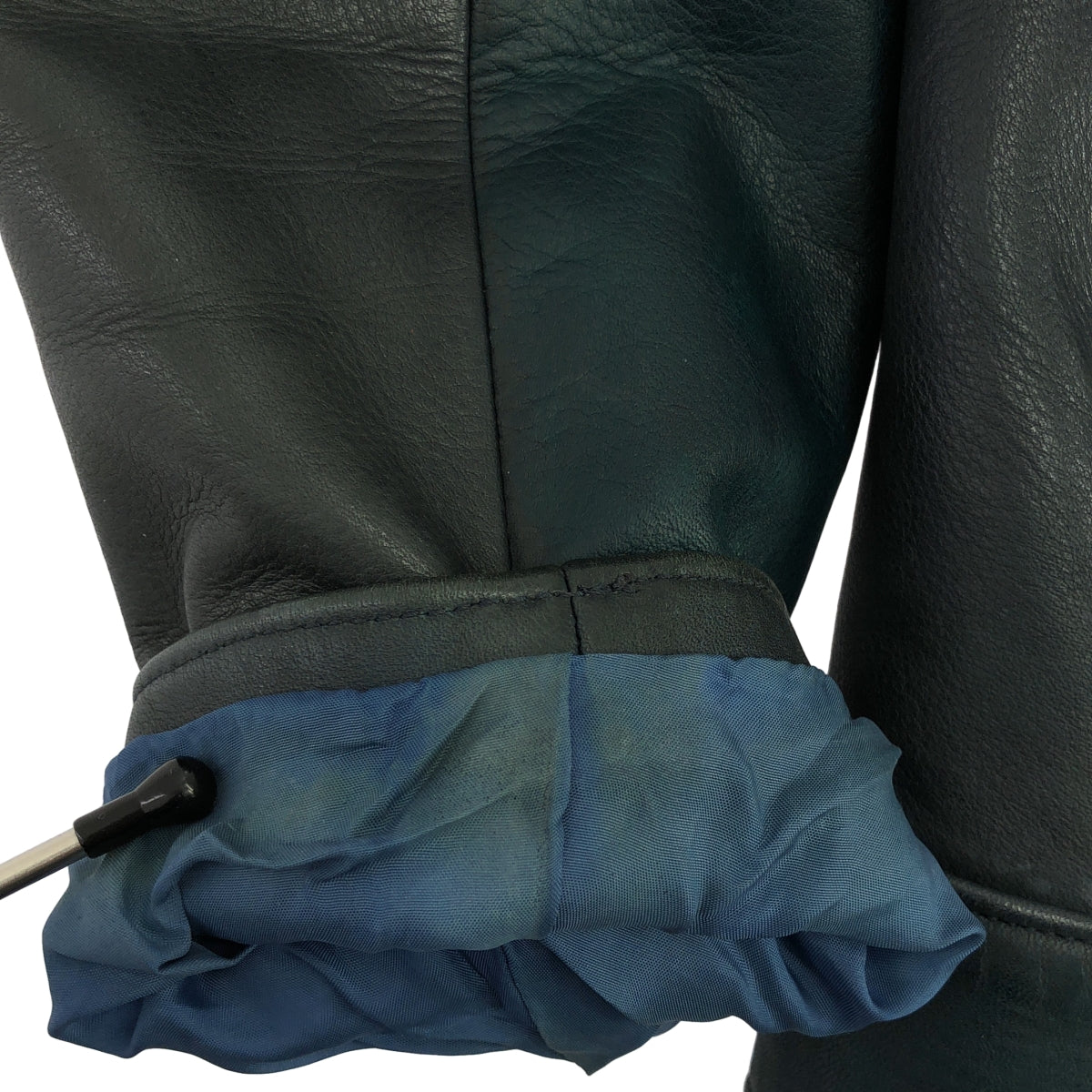 blackmeans | 牛皮鉚釘騎士夾克 / 全襯裡 | S 碼 | 黑/綠/棕色 | 男士