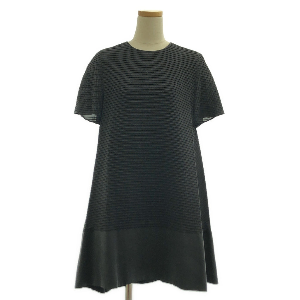 BALENCIAGA / バレンシアガ | SILK / シルク ボーダー プルオーバー ワンピース | 38 | ブラック | レディース