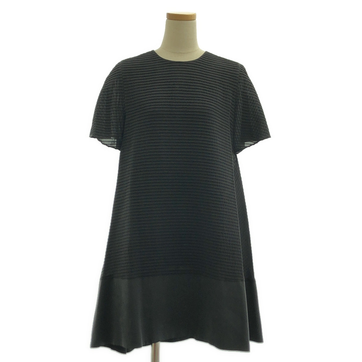 BALENCIAGA / バレンシアガ | SILK / シルク ボーダー プルオーバー ワンピース | 38 | ブラック | レディース