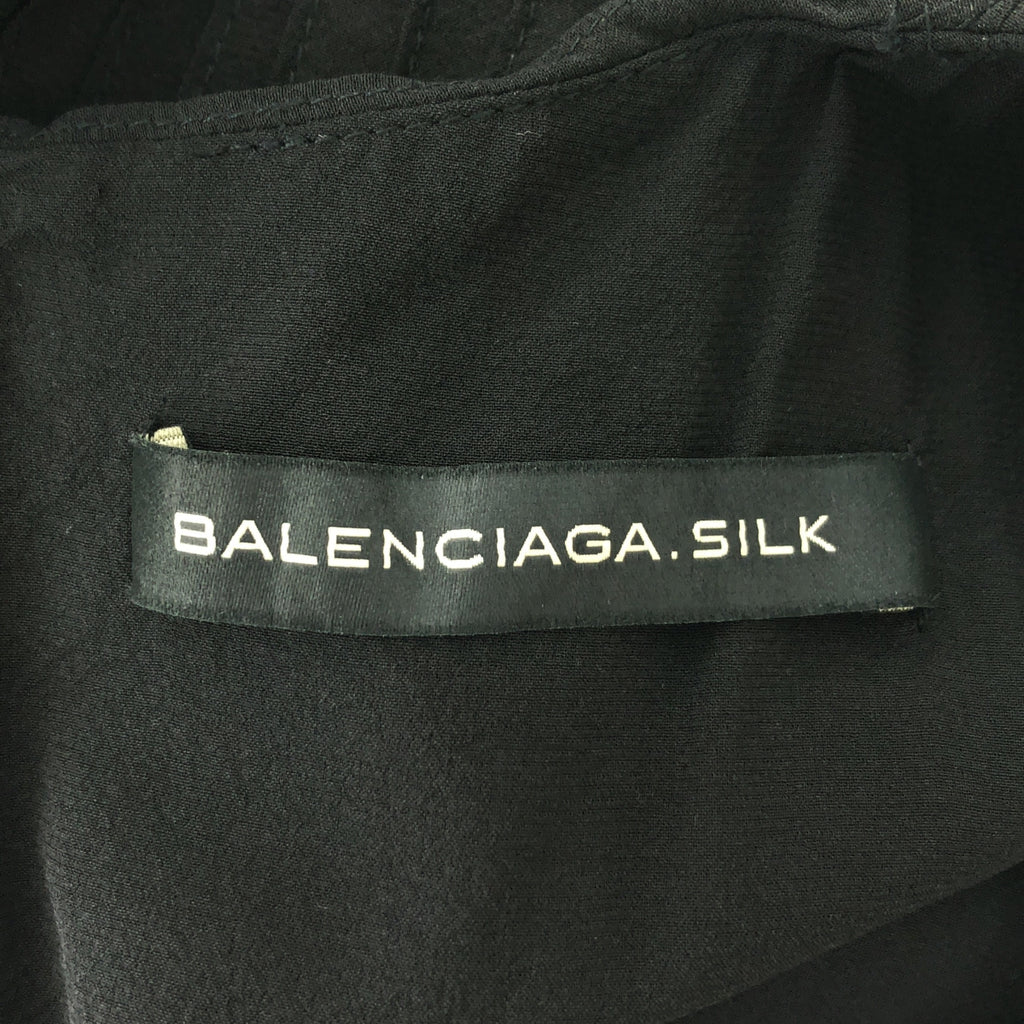 BALENCIAGA / バレンシアガ | SILK / シルク ボーダー プルオーバー ワンピース | 38 | ブラック | レディース