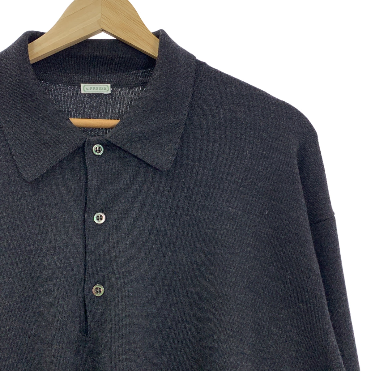 A.PRESSE / アプレッセ | 2022AW | L/S Knit Polo Shirt / ウール ポロ ニット セーター | 3 | メンズ