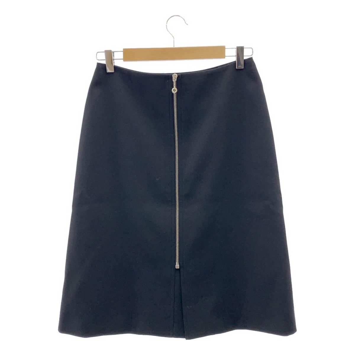 [全新品] 愛馬仕 | 羊毛華達呢十字拉鍊半身裙 | 38碼 | 黑色 | 女款